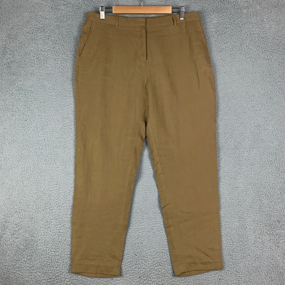 Maison 123 Paris Linen Trouser Pant Womens 44 Brown Straight Leg Casual Pantalon